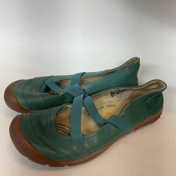 Keen Emerald Green Leather Slip On Mary Jane Sandals Women Size 8W - Picture 10 of 10